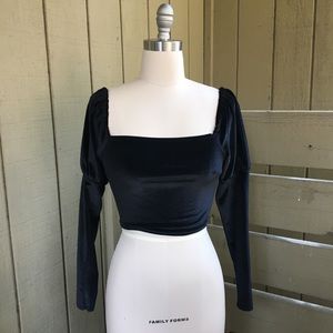 COPY - NWT Nasty Gal Black Velvet Off Shoulder Crop Top